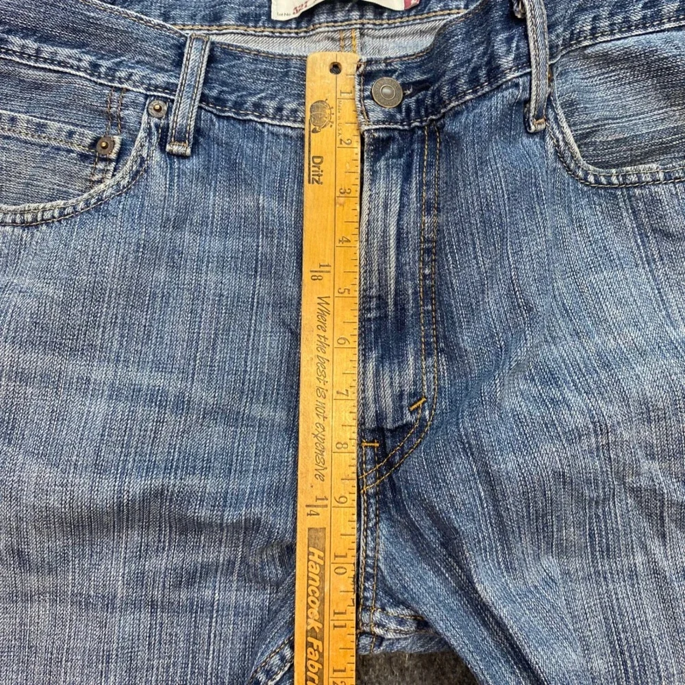 Levis 527 Bootcut Jeans 36 Mens Blue Grunge Distressed Frayed Hem Slim Fit Denim